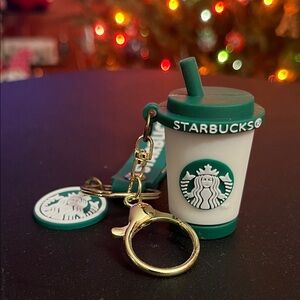 Starbucks Green and White Cup Keychain